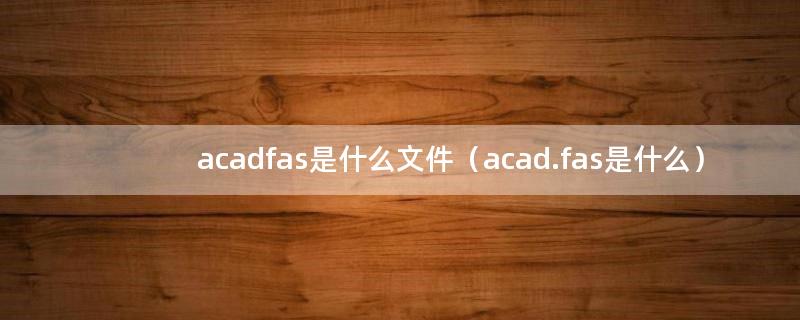 acadfas是什么文件（acad.fas是什么）